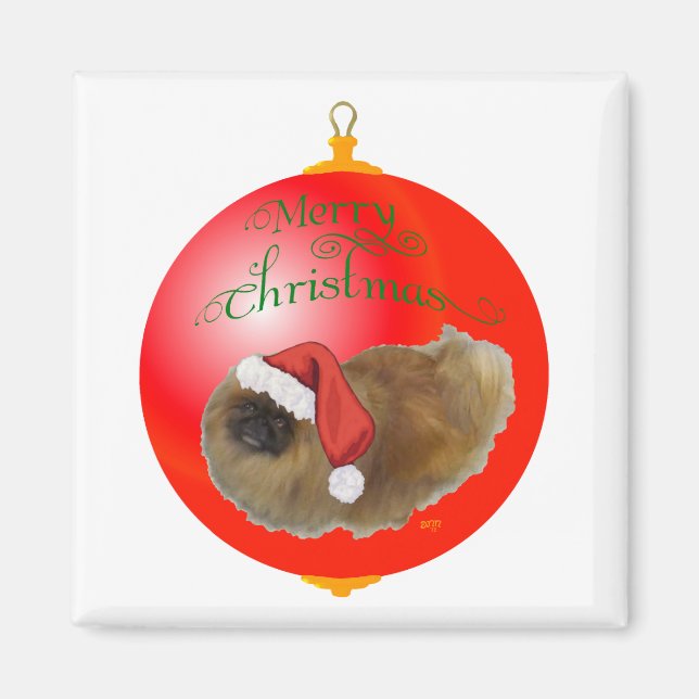 Pekingese Christmas Ornament Magnet (Front)
