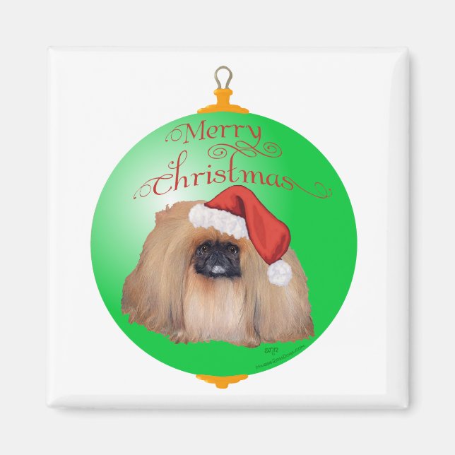 Pekingese Christmas Ornament Magnet (Front)