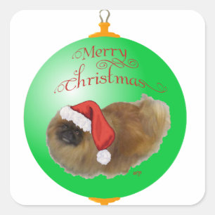 Pekingese Christmas Ornament Square Sticker