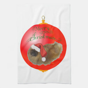 Pekingese Christmas Ornament Tea Towel