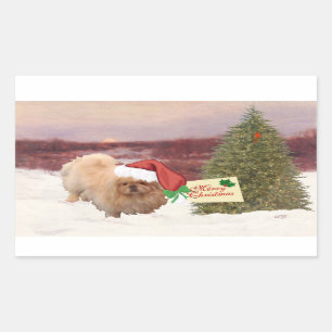 Pekingese Christmas Rectangular Sticker