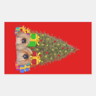 Pekingese Christmas Rectangular Sticker