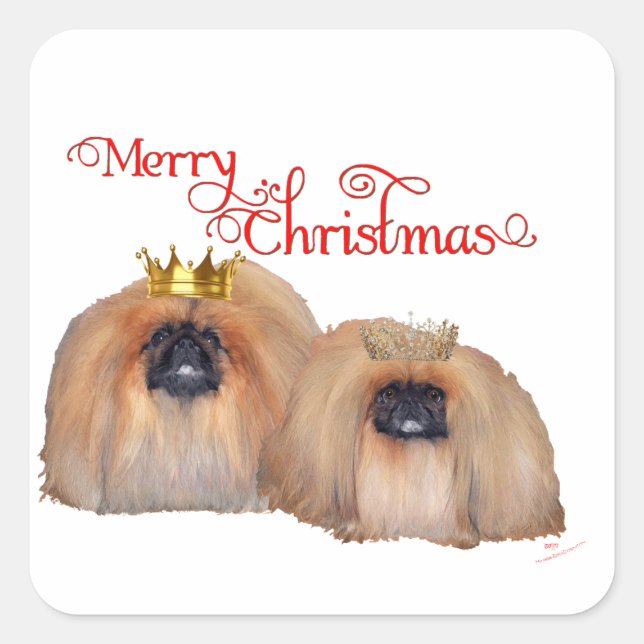 Pekingese Christmas Square Sticker (Front)
