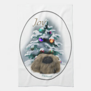 Pekingese Christmas Tea Towel