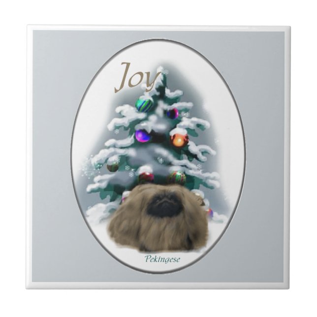 Pekingese Christmas Tile (Front)