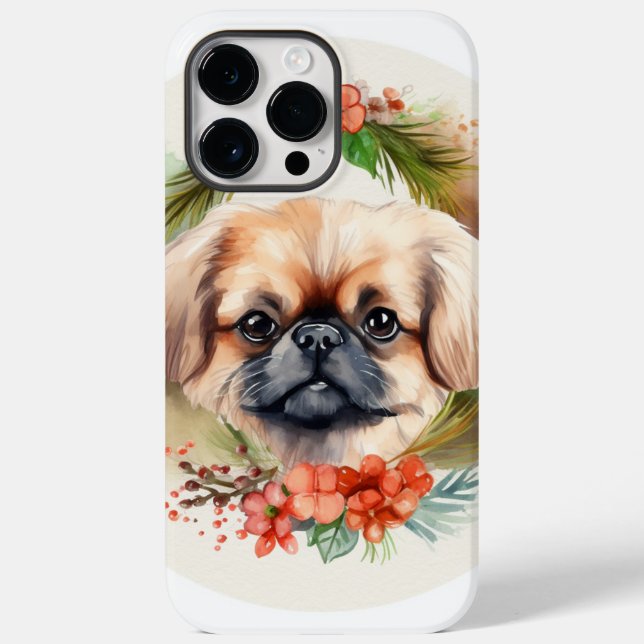 Pekingese Christmas Wreath Festive Pup  Case-Mate iPhone Case (Back)