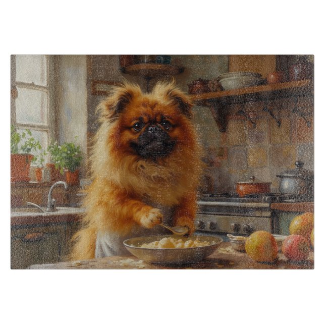 Pekingese Cooking in Kitchen Cutting Board (Front)