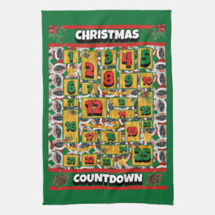 Pekingese Countdown Christmas Advent Calendar Dog Tea Towel