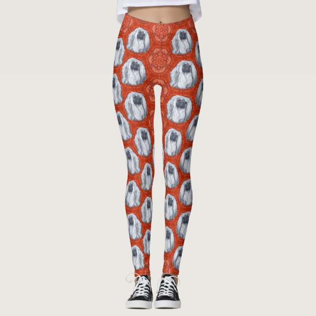 Pekingese Design Leggings (Front)