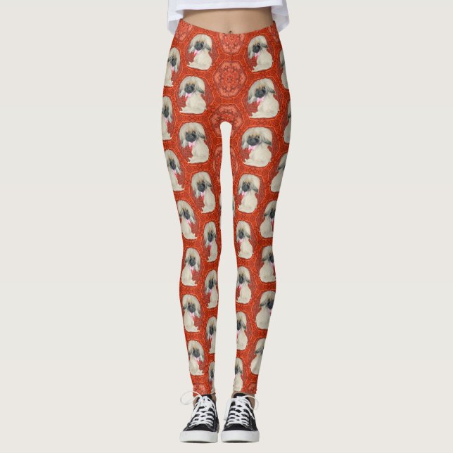 Pekingese Design Leggings (Front)