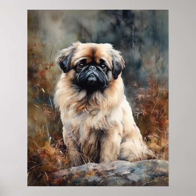 Pekingese Dog Art Print Poster (Front)