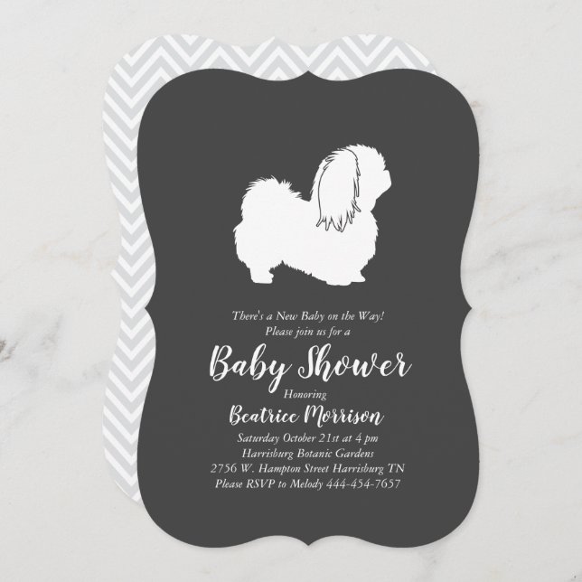 Pekingese Dog Baby Shower Neutral Invitation (Front/Back)