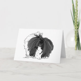 Pekingese Dog Black and White Card