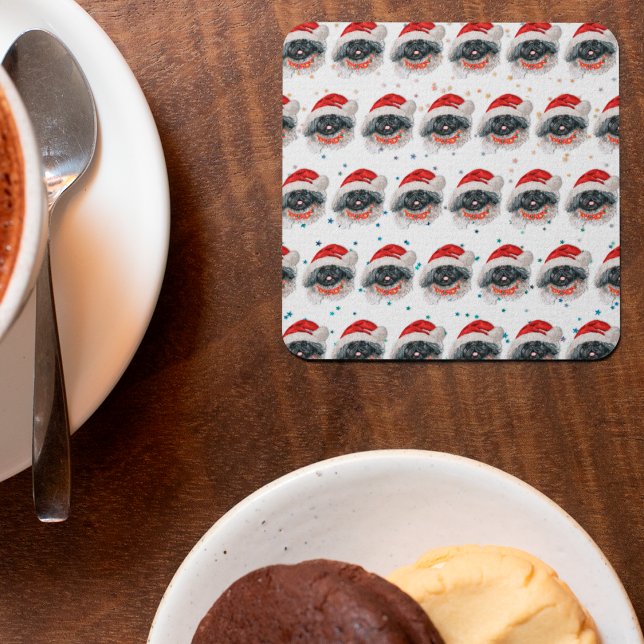 Pekingese Dog Breed Christmas Stars Square Paper Coaster (Creator Uploaded)