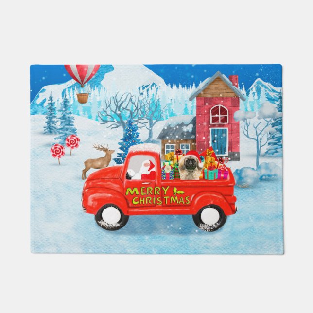 Pekingese Dog Christmas Delivery Truck Snow  Doormat (Front)