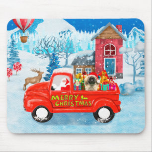 Pekingese Dog Christmas Delivery Truck Snow Mouse Pad