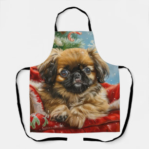 Pekingese Dog Christmas Festive Apron