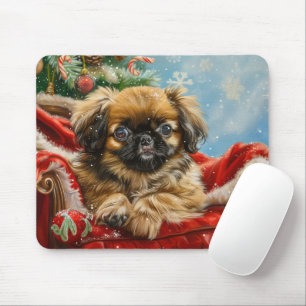 Pekingese Dog Christmas Festive Mouse Pad