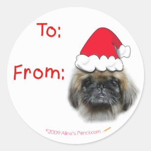 Pekingese Dog Christmas Gift Tag Stickers