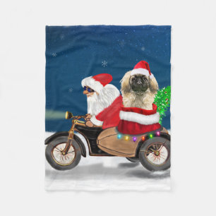 Pekingese Dog Christmas Santa Claus Fleece Blanket