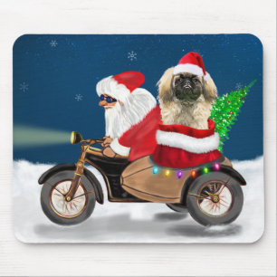 Pekingese Dog Christmas Santa Claus Mouse Pad