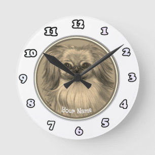 Pekingese dog clock