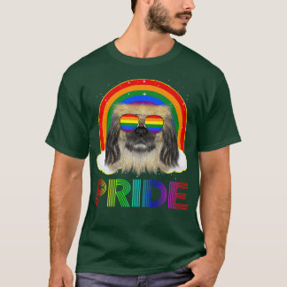 Pekingese Dog Glasses LGBT Rainbow Gay Lesbian LGB T-Shirt