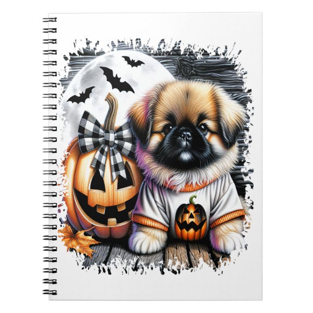 Pekingese Dog Halloween Square Notebook (Front)