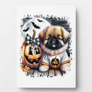 Pekingese Dog Halloween Square Plaque
