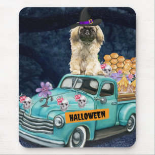 Pekingese Dog Halloween Truck Scary Night   Mouse Pad