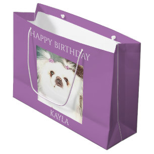 Pekingese dog "Happy birthday" gift bag. Large Gift Bag
