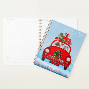 Pekingese Dog In Car With Santa Claus  Planner