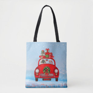 Pekingese Dog In Car With Santa Claus Tote Bag
