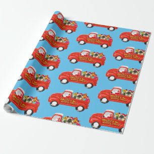 Pekingese Dog in Christmas Delivery Truck Wrapping Paper