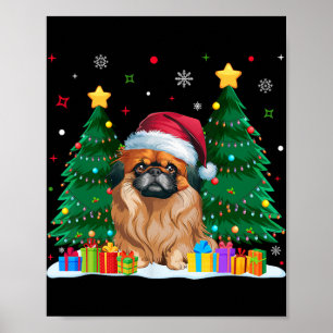 Pekingese Dog Lovers Santa Hat Ugly Christmas Swea Poster