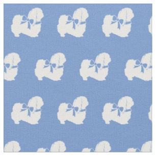 Pekingese Dog Silhouette Pet Light Blue Fabric