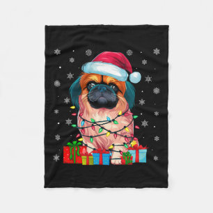 Pekingese Dog Ugly Xmas Lights Santa Pekingese Dog Fleece Blanket