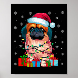 Pekingese Dog Ugly Xmas Lights Santa Pekingese Dog Poster
