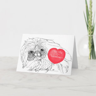 Pekingese Dog Valentine Holiday Card