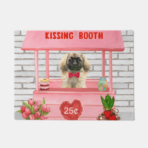 pekingese Dog Valentine's Day Kissing Booth Doormat