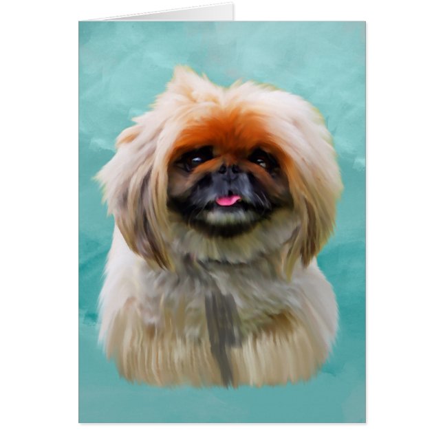 Pekingese Dog Watercolor Art Portrait (Front)