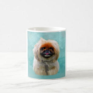 Pekingese Dog Watercolor Art Portrait Coffee Mug