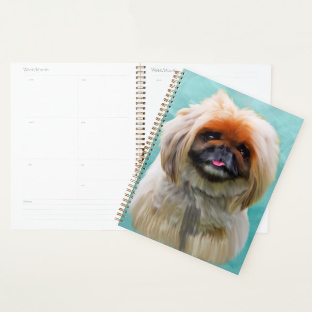 Pekingese Dog Watercolor Art Portrait Planner (Display)