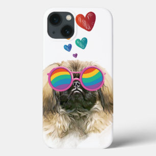 Pekingese Dog with Hearts Valentine's Day iPhone 13 Case