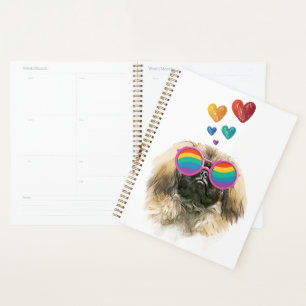 Pekingese Dog with Hearts Valentine's Day Planner