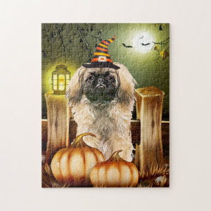 Pekingese Dog with Witch Hat Jigsaw Puzzle