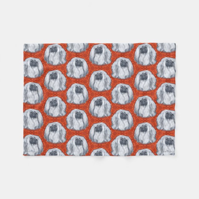 Pekingese Dogs Fleece Blanket (Front (Horizontal))