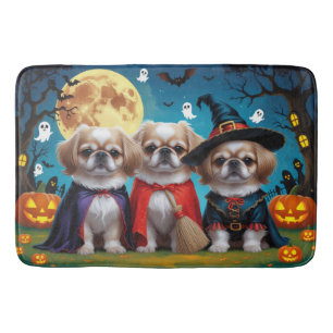 Pekingese Dogs Pumpkin Halloween Funny Bath Mat