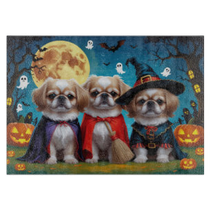 Pekingese Dogs Pumpkin Halloween Funny Cutting Board