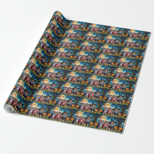 Pekingese Dogs Pumpkin Halloween Funny Wrapping Paper